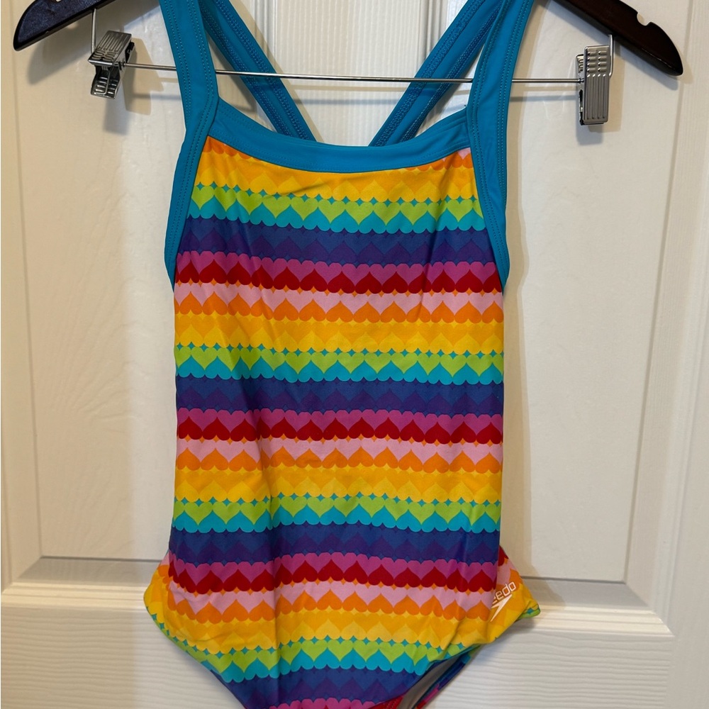 Girls Speedo Colorful Striped Swimsuit